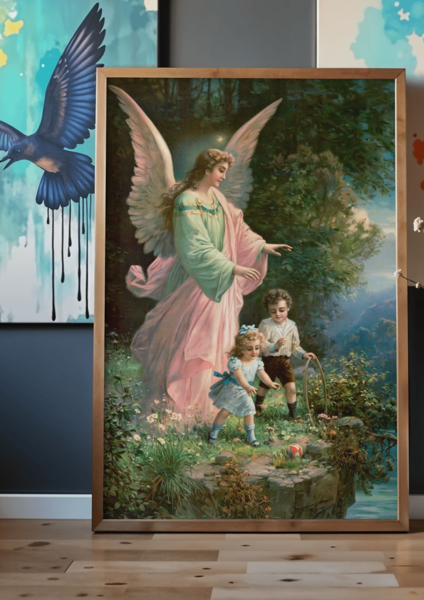 Angel with children poster