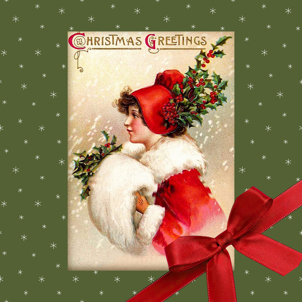 Vintage Christmas Cards Set of 6, 3 Different Designs