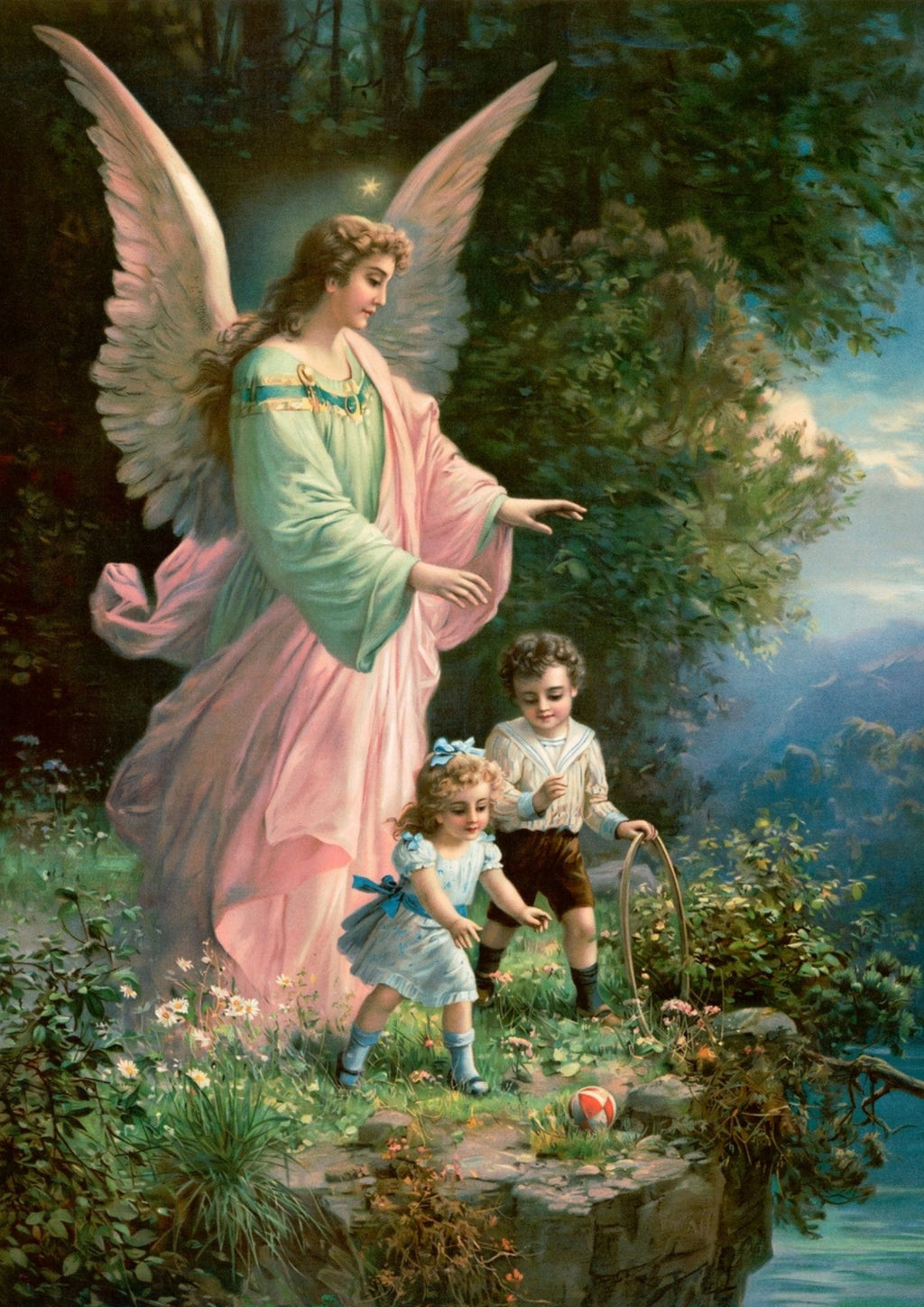 Angel with children poster
