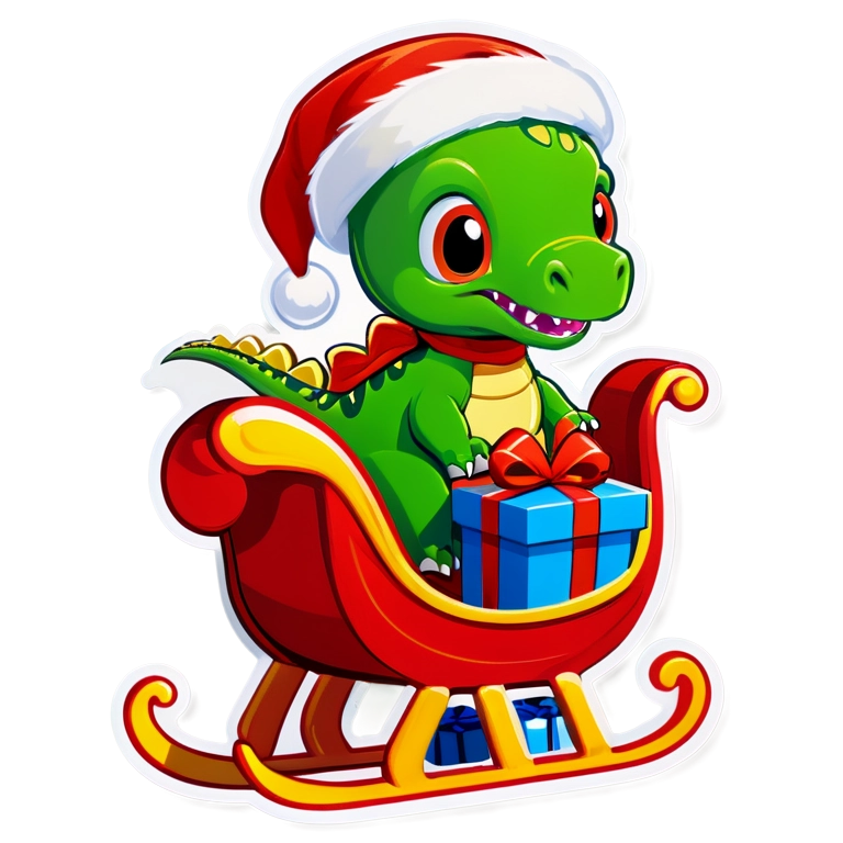 Cute Christmas Dino Sticker Pack of 10