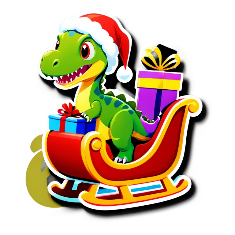 Cute Christmas Dino Sticker Pack of 5