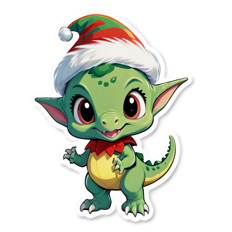 Cute Christmas Dino Sticker Pack of 10