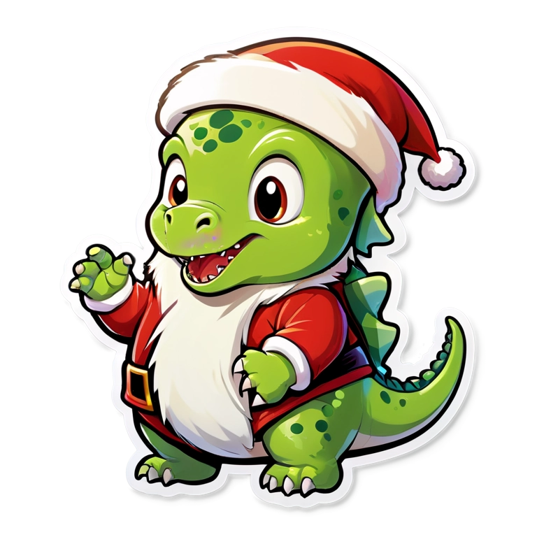 Cute Christmas Dino Sticker Pack of 10