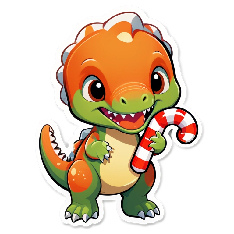 Cute Christmas Dino Sticker Pack of 10