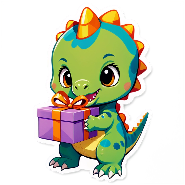 Cute Christmas Dino Sticker Pack of 10